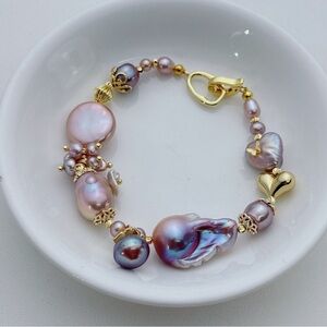 B259 Handmade Freshwater Baroque Pearl Bracelet